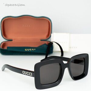 Gucci Women AUTHENTIC Sunglasses Black Grey Square GG1718S 001 BRAND NEW